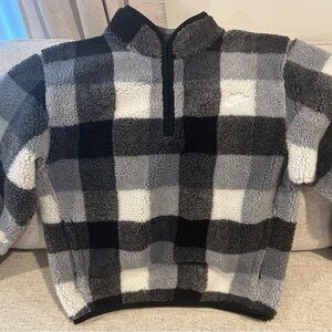 Nike Black and Gray Plaid Quarter Zip-Up